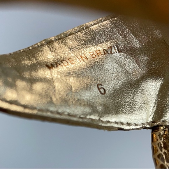 HALSTON HERITAGE 6 gold leather textured mules heels - Picture 5 of 5